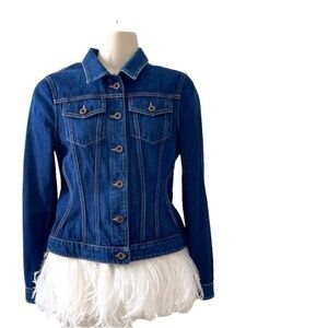 BURBERRY PRORSUM 2015 runway denim jacket ostrich feathers